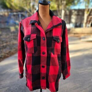 Lucky Brand Plaid Oversized Shirt Jacket Size M, Pre-owned